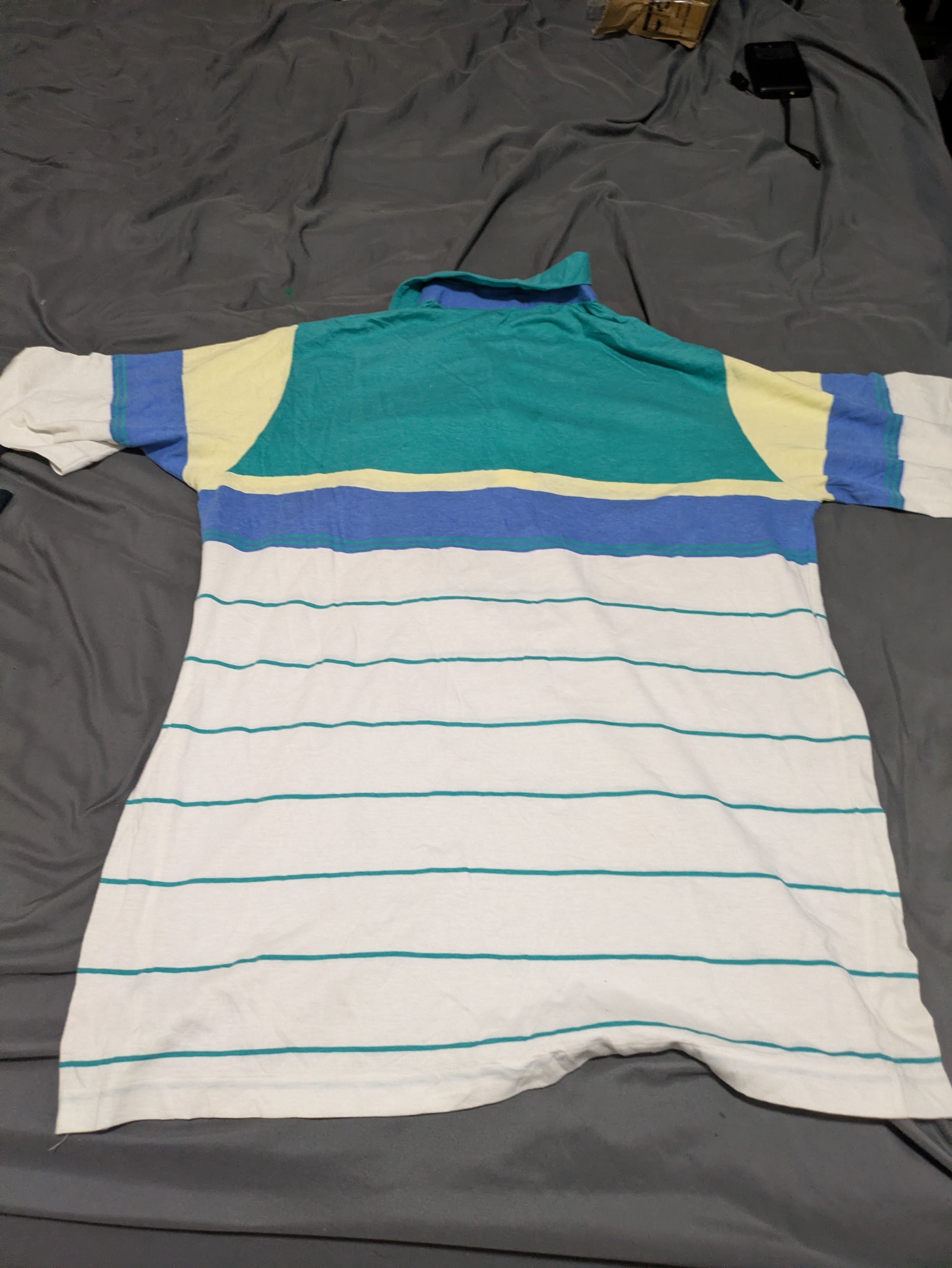 Pickering Oahu Country Club Honolulu Teal Striped Polo Shirt Men's L — 2. back