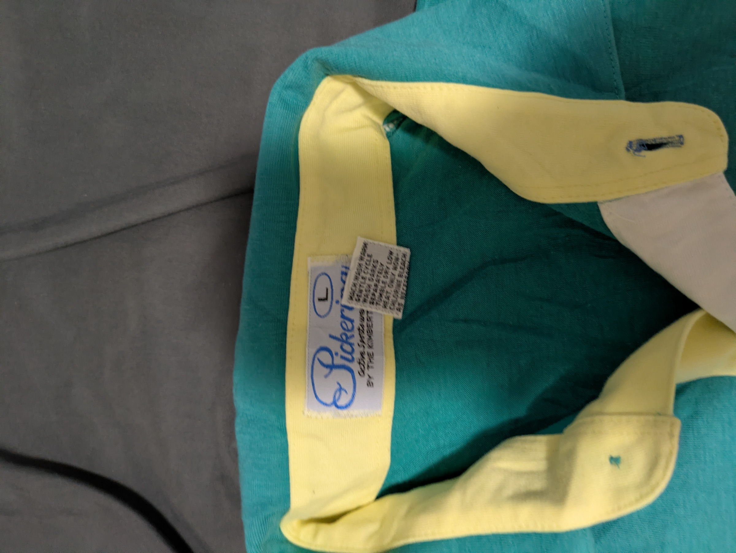 Pickering Oahu Country Club Honolulu Teal Striped Polo Shirt Men's L — 3. tag